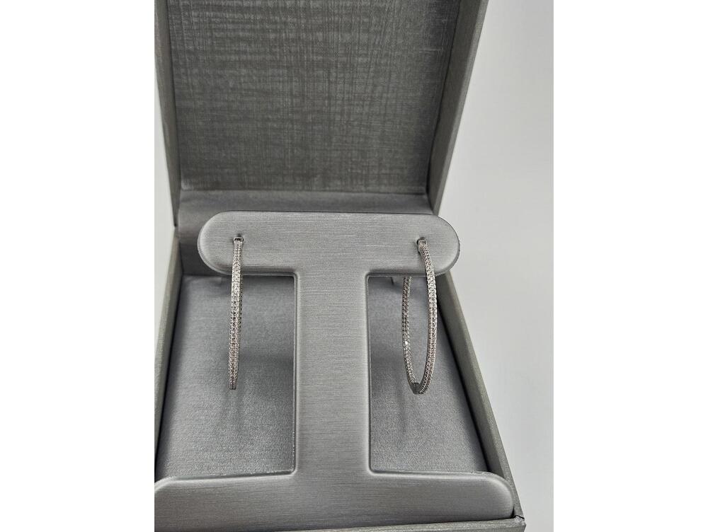 1.54in 2mm wide Sterling Silver Moissanite Hoop Earrin